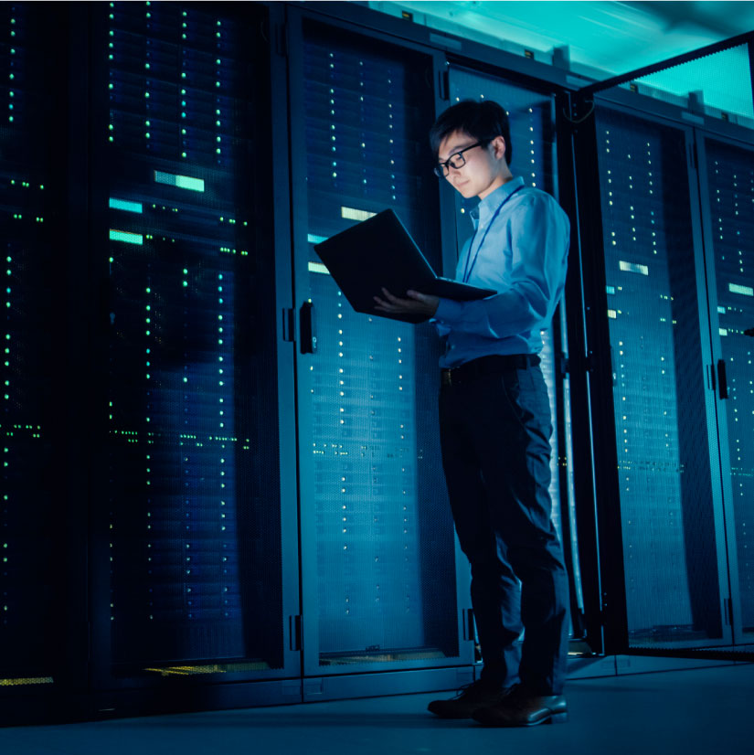 IT worker in a datacenter